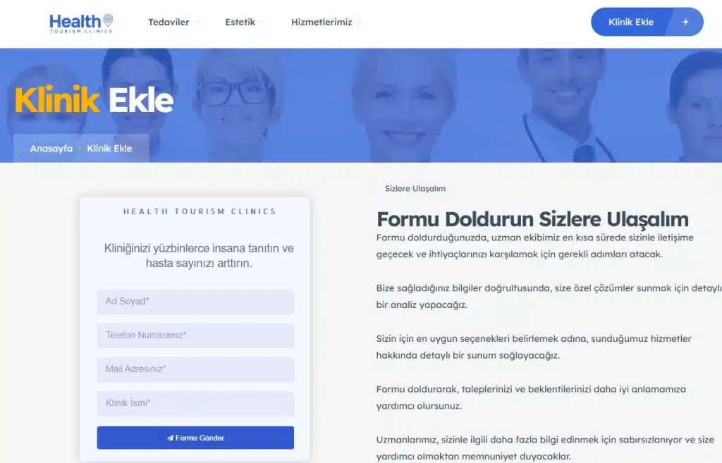 health tourism clinics klinik ekleme